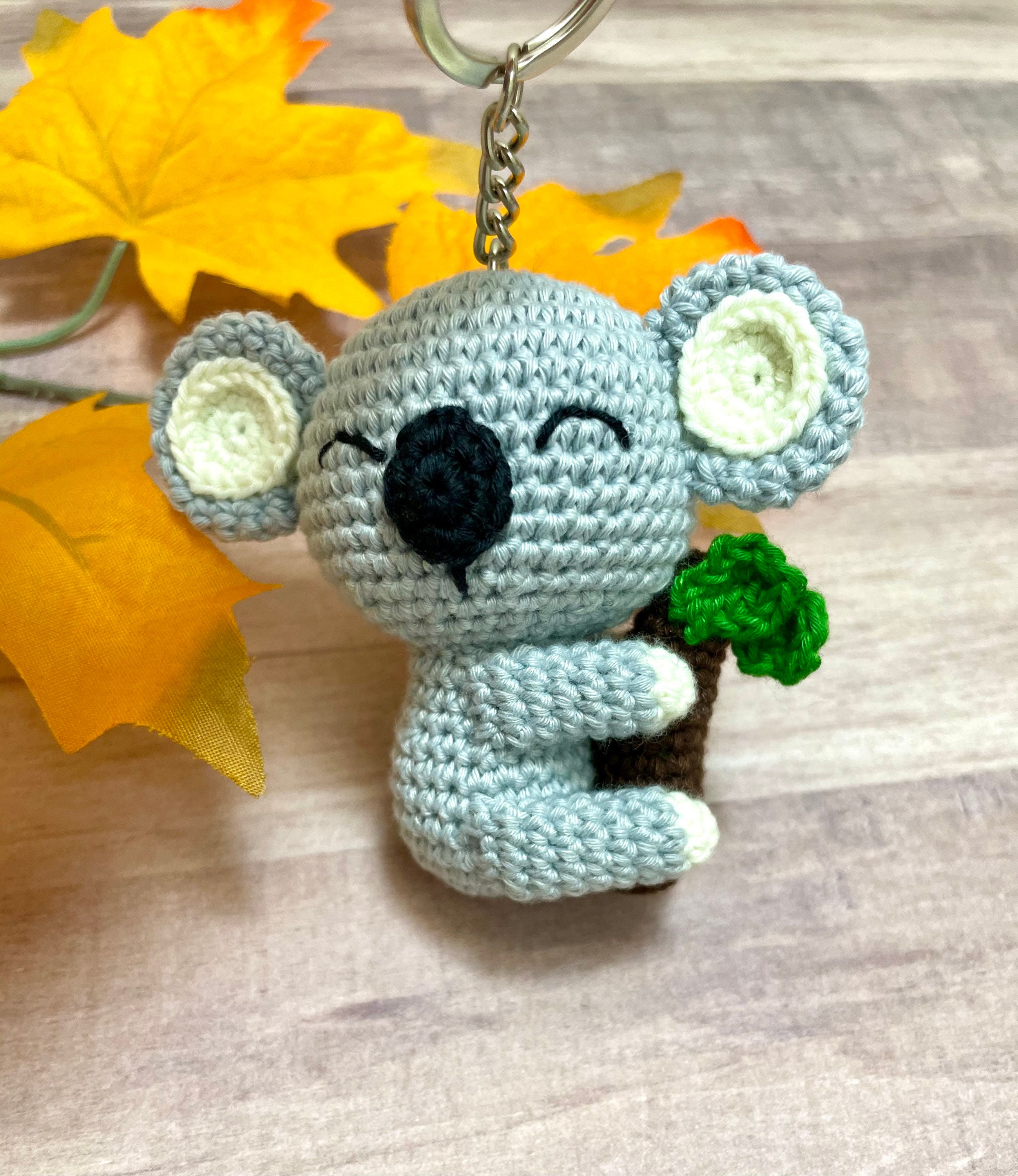 Koala keychain Koala hug trees Koala crochet keychain Etsy