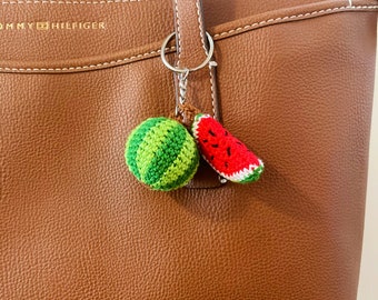 Crochet watermelon keychain, cute watermelon keychain, watermelon gifts, watermelon keychain, bag decoration, cute gifts