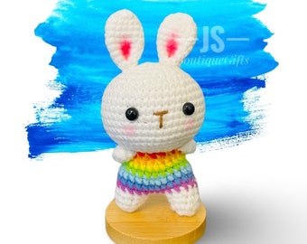 Rainbow bunny keychain, cute bunny, crochet bunny keychain, bunny gifts, Easter gifts, animal keychains, cute gift