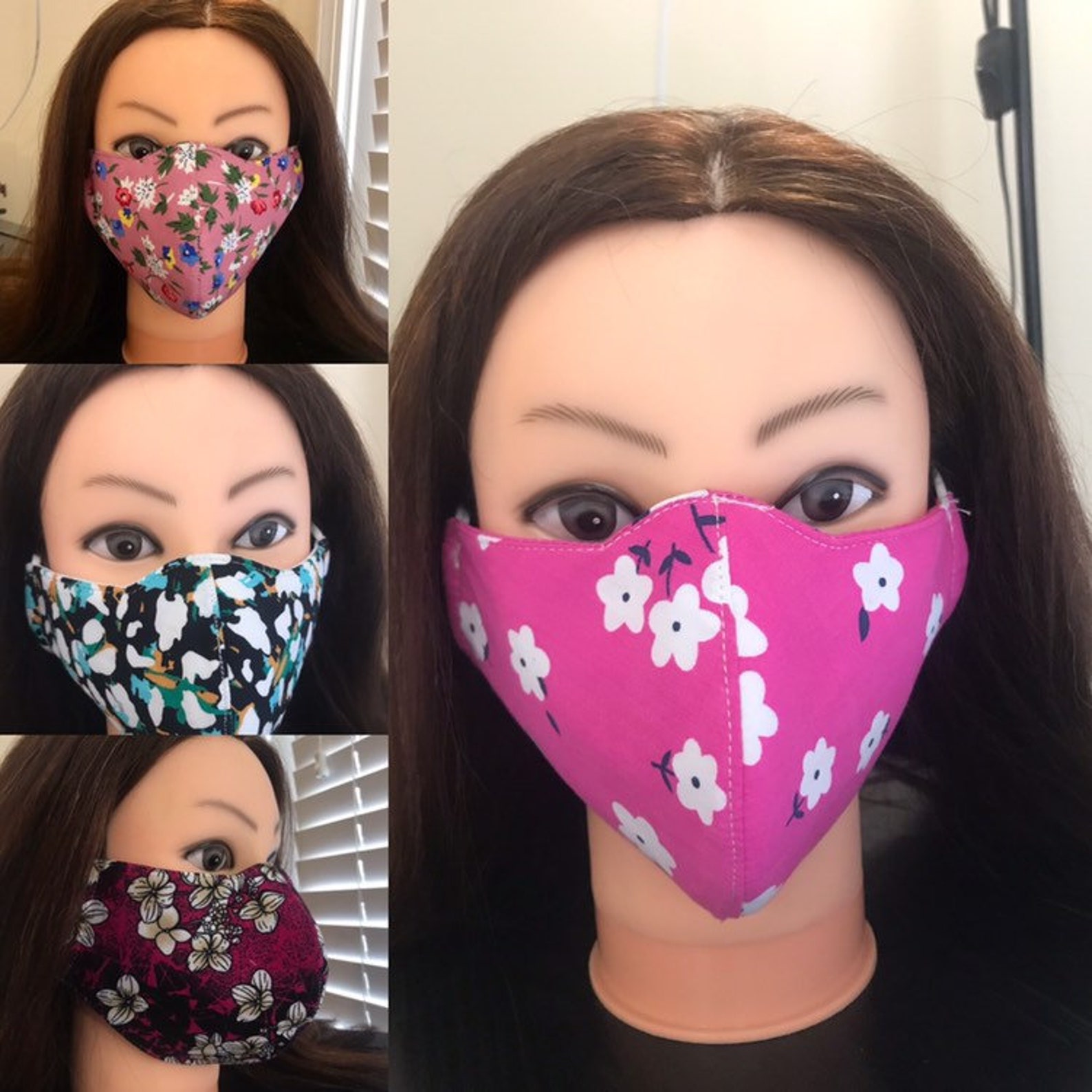 Lovely Floral Face Masks Triple Layer Face Mask Adult Face Etsy