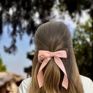 Matte Satin Hair Bow, Elegant Long Tail Barrette, USA Made