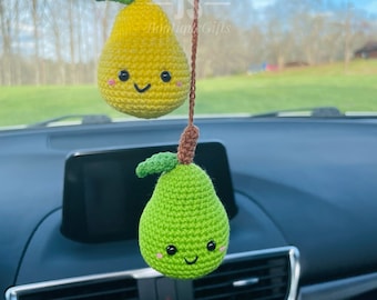 Cute hanging couple pear, crochet pear keychain, crochet fruit decoration, friend gifts, cute gifts, birthday gifts