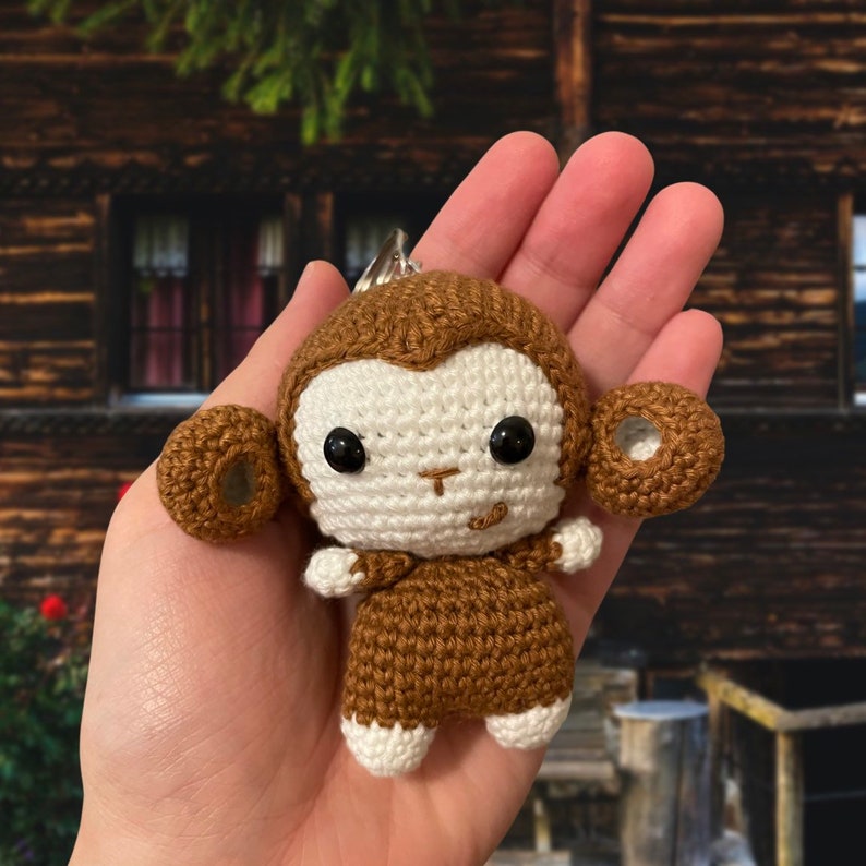 Cute Monkey Keychain Crochet Monkey Keychain Monkey Etsy