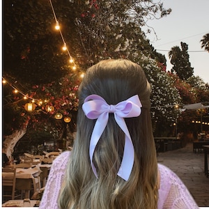 Matte satin hair bow, delicate hair bow, elegant women hair accessories, long tail hair bow, adult hair bow, girl bow, hair bow barrette image 4