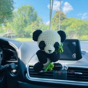 Panda hug bamboo, cute panda keychain, panda hanging ,panda crochet, gift for her, gift for him, animal keychain, panda gifts
