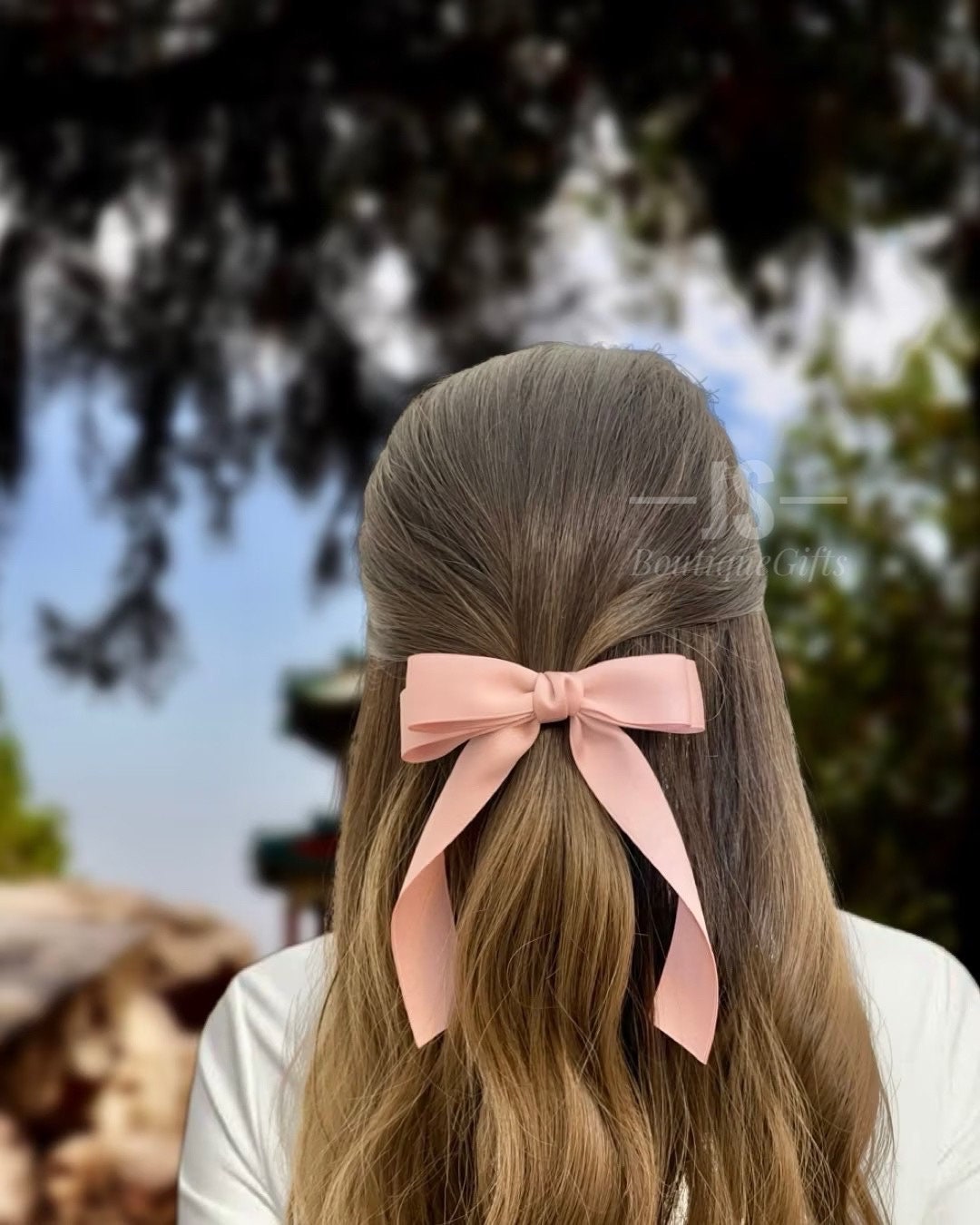 White Bow Barrette Hair Clip