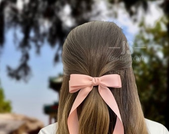 Matte satin hair bow, elegant hair bow, adult hair clips, adult hair bow, long tail hair bow, hair bow barrette, hair bow tie