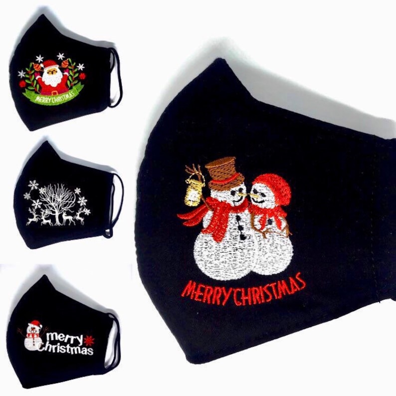 Cute Embroidered Christmas Face Mask Cute Holiday Face Mask Etsy