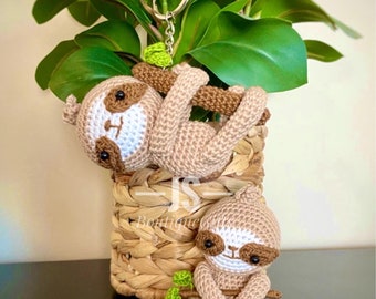 Chaveiro de bicho-preguiça pendurado, chaveiro de bicho-preguiça fofo, crochê de bicho-preguiça, chaveiro de bicho-preguiça, presente para ela, presente para ele, chaveiro de animal, presente de bicho-preguiça, presentes para amigos