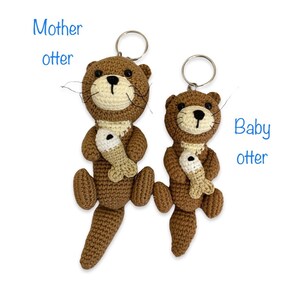 Otter hug fish, cute otter keychain, hanging otter, crochet otter, otter gift, cute gift image 3