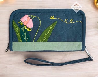 Lily of the valley flowers wallet, linen handmade wallet, beautiful unique handmade wallet, special gift for her, Mother’s Day gift
