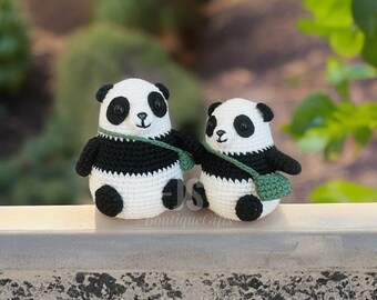 Chubby panda wears bag, cute crochet panda, panda keychain, crochet panda, panda gifts, friend gifts, animal keychains, cute gifts
