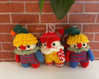 Clown crochet keychain, Cute clown keychain, fun gifts, cute gifts, clown gifts