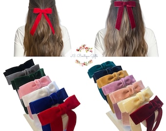 2 styles Velvet hair bow, elegant hair bow, long tail hair bow, adult hair clips, hair bow barrette, adult hair bow, hair bow tie