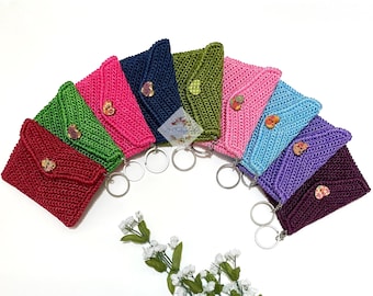 Colorful crochet wallets, handmade wallet, cards holders, money wallet, bridesmaids gifts, keychain wallets