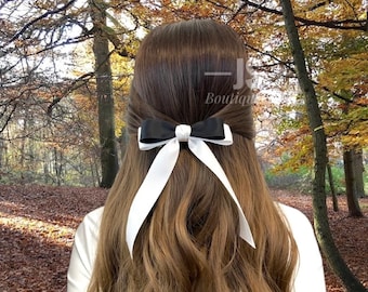 Mix color matte satin hair bow, elegant satin hair bow, adult hair clip, adult hair bow, long tail hair bow, hair bow barrette, hair bow tie