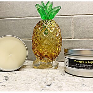 Pineapple & Sage Scented Candle - 100% Soy Wax, Handmade, and Hand-Poured