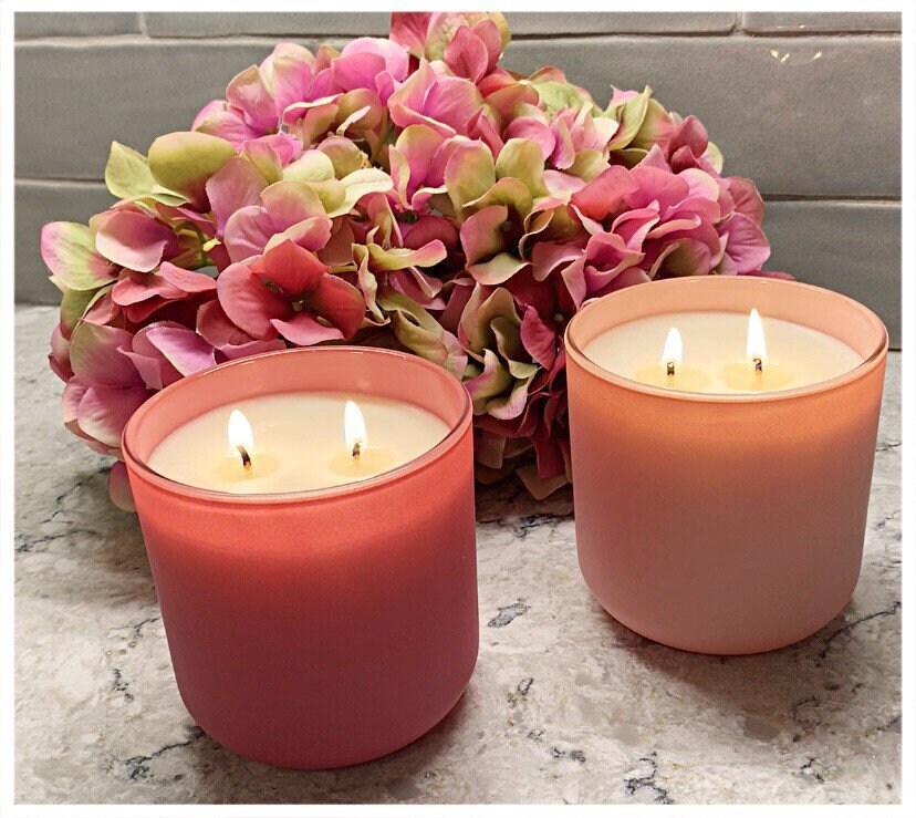 14 Ounce - Blush or Rose Glass Jar Scented Candle - 100% Soy Wax, Handmade, and Hand-Poured