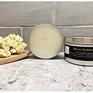 Shea & Sandalwood Scented Candle - 100% Soy Wax, Handmade, and Hand-Poured