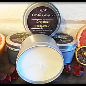 Grapefruit Mangosteen Scented Candle - 100% Soy Wax, Handmade and Hand-Poured