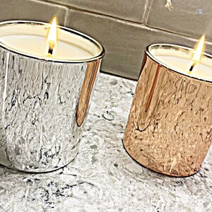 10 Ounce - Copper or Silver Glass Jar Scented Candle - 100% Soy Wax, Handmade, and Hand-Poured