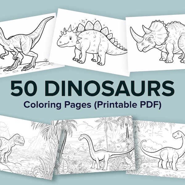 50 Dinosaurs Coloring Pages Toddlers Preschoolers For Kids Coloring Book Lineare Coloring Pages  Line Art Dinosaurs Printable Sheets PDF