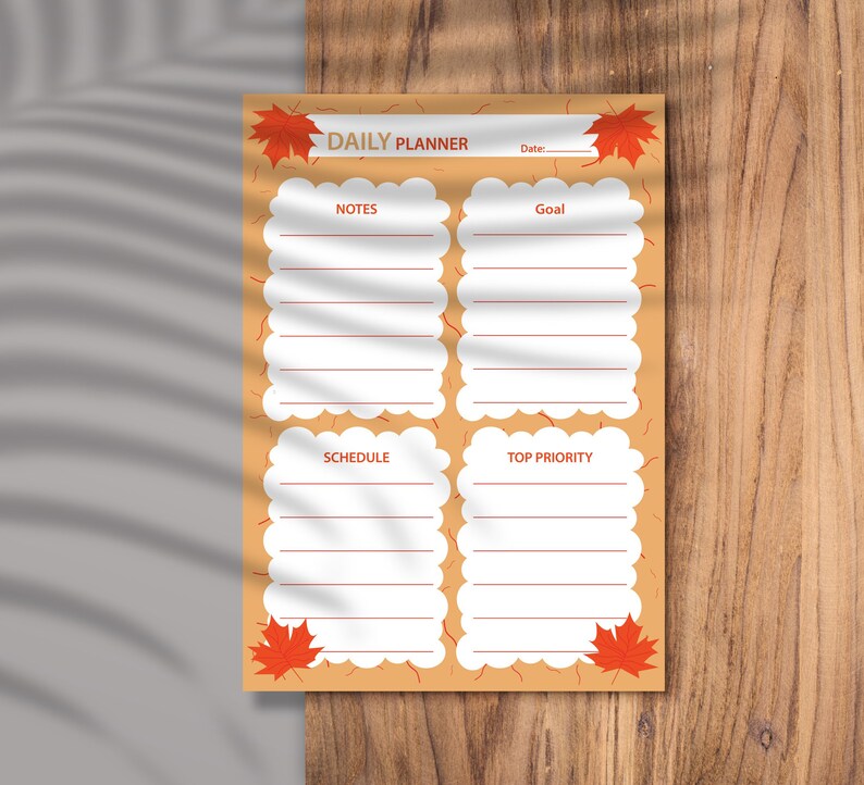Daily Planner Sheet A4 With 10 Different Colorful Design Layout ...