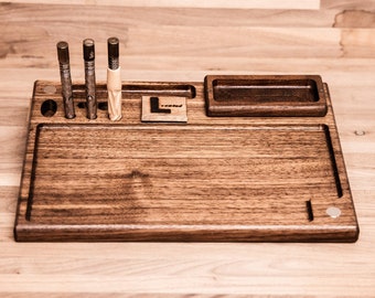 Handmade Wooden Dynavap Rolling Tray: Launch Pad Organizer
