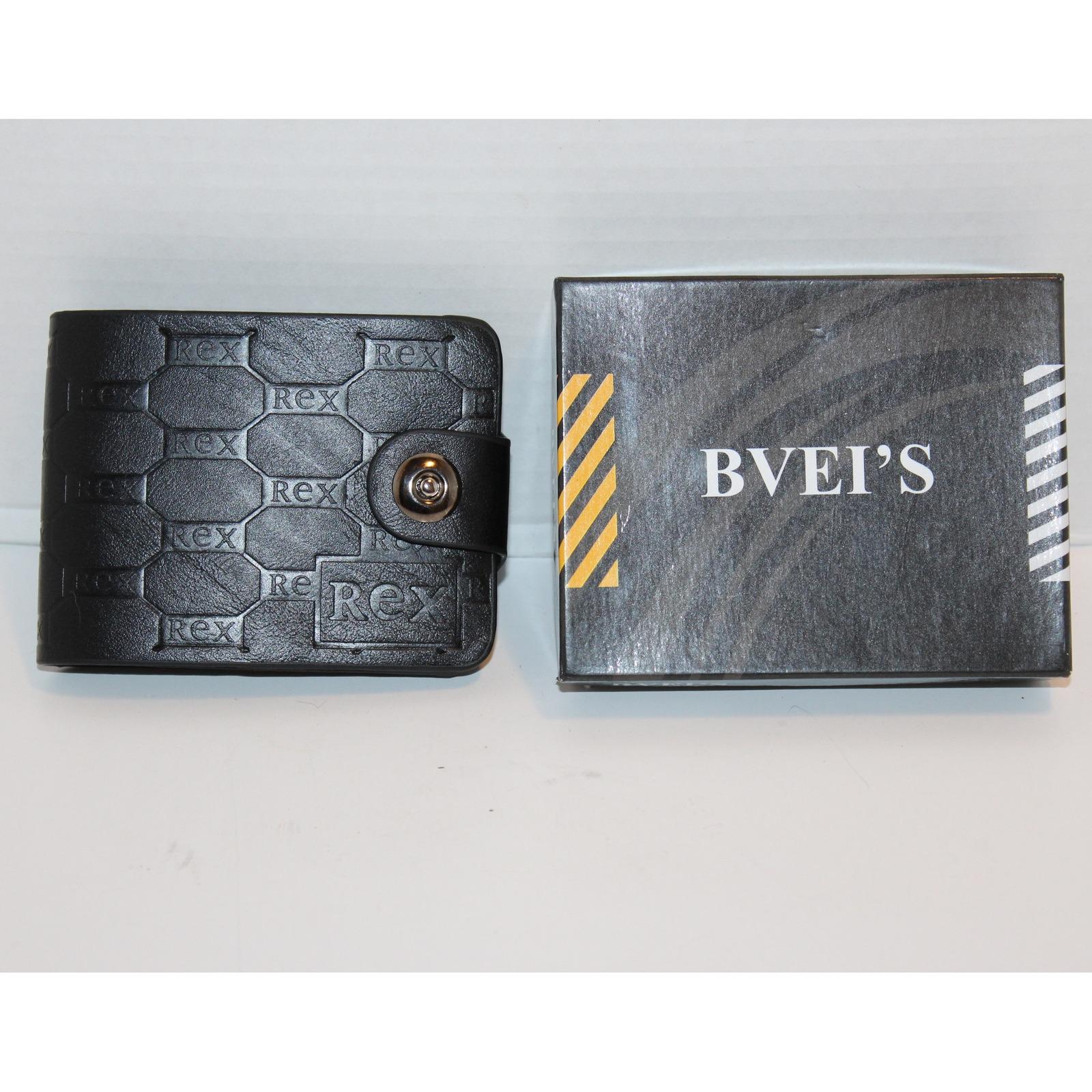 New BVEI'S Men's Black Faux Leather Rex Embossed Bi-fold Wallet