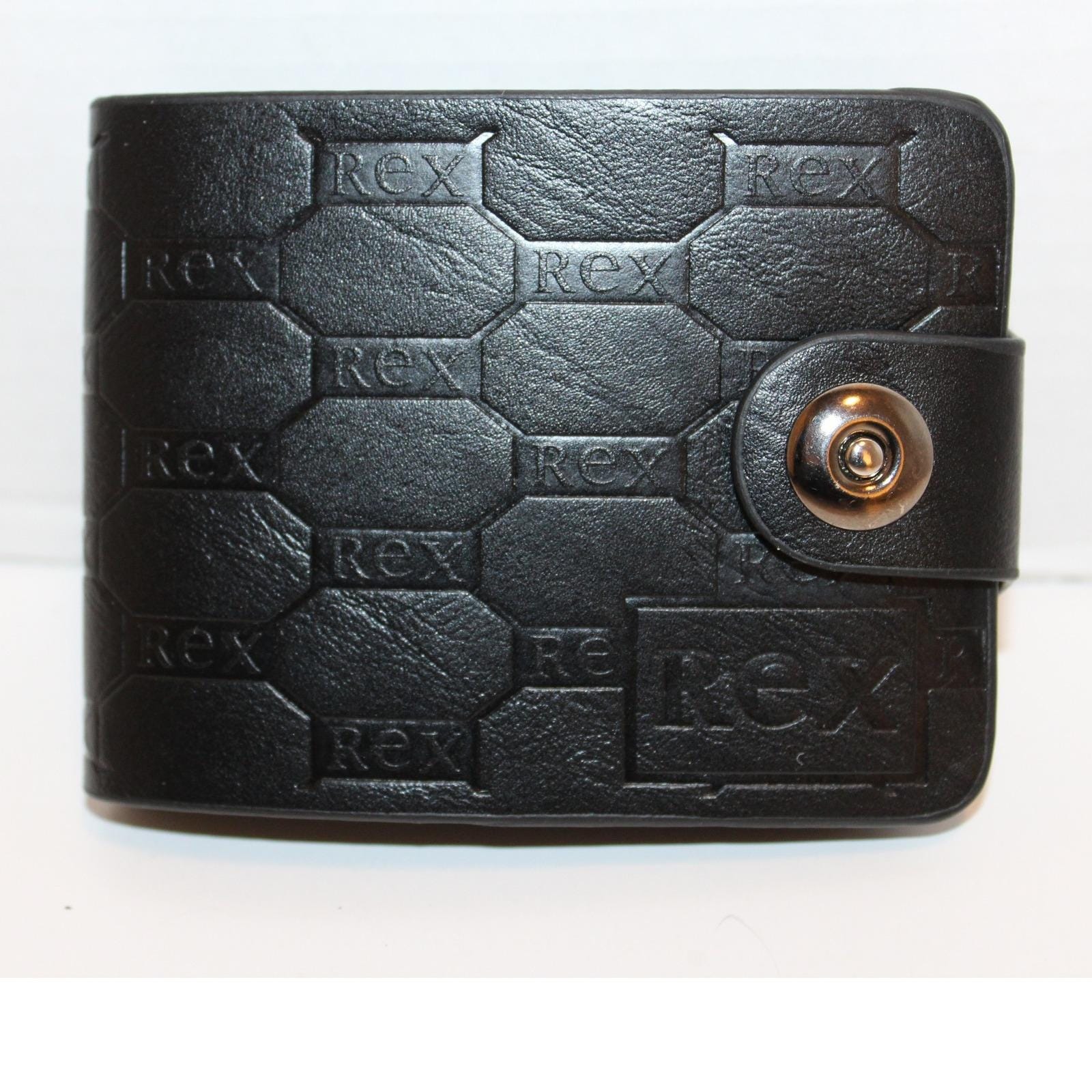New BVEI'S Men's Black Faux Leather Rex Embossed Bi-fold Wallet