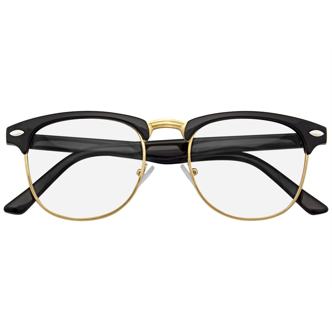 Emblem Eyewear Classic Half Frame Vintage Inspired Clear Lens Glasses