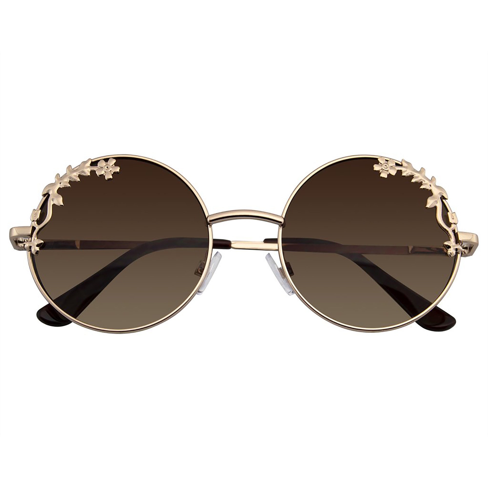Emblem Eyewear - Womens Flower Floral Boho Round Mirror Sunglasses