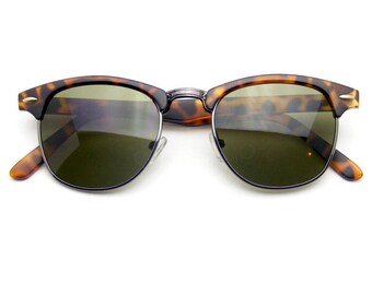 Emblem Eyewear - Classic Half Frame Vintage Inspired Horned Rim Sunglasses