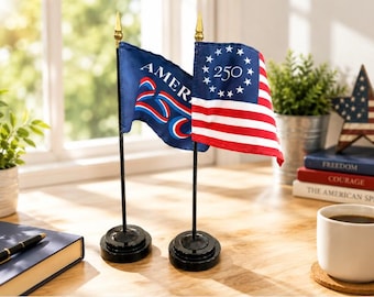 America 250 Flag Set w/Bases - Made in AMERICA