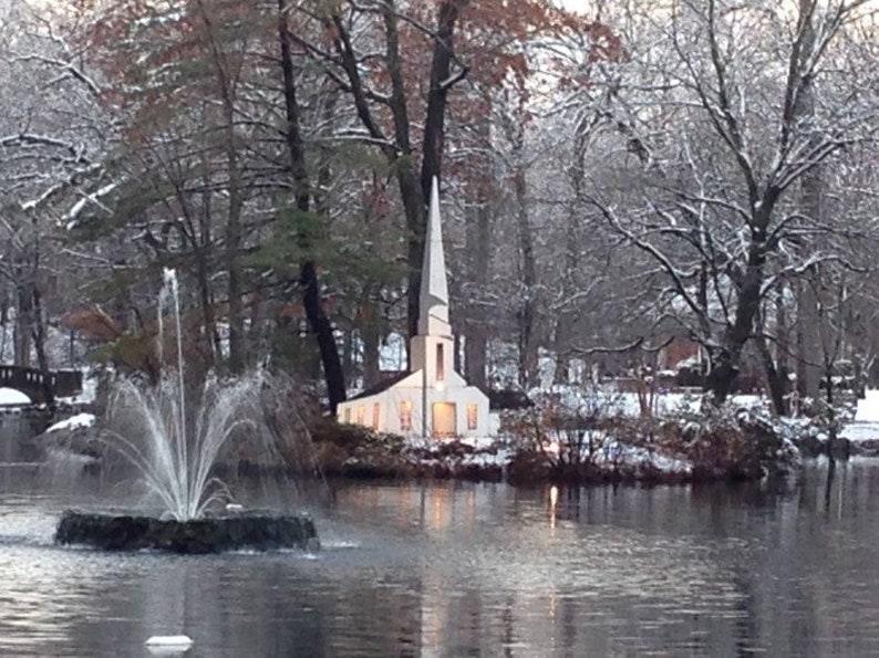 Mindowaskin Pond Winter Wooden Keepsake Westfield, NJ image 5