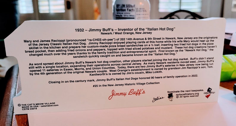 Jimmy Buff's Italian Hot Dogs Newark 1932 Keepsake image 3