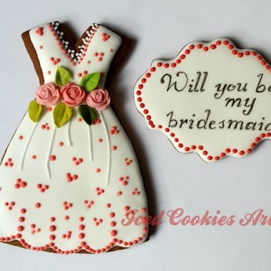 Will You Be My Bridesmaid? Gift Box, Cookies Decorated  with Royal Icing, Homemade Sugar Cookies, Gingerbread Bridal shower Cookies