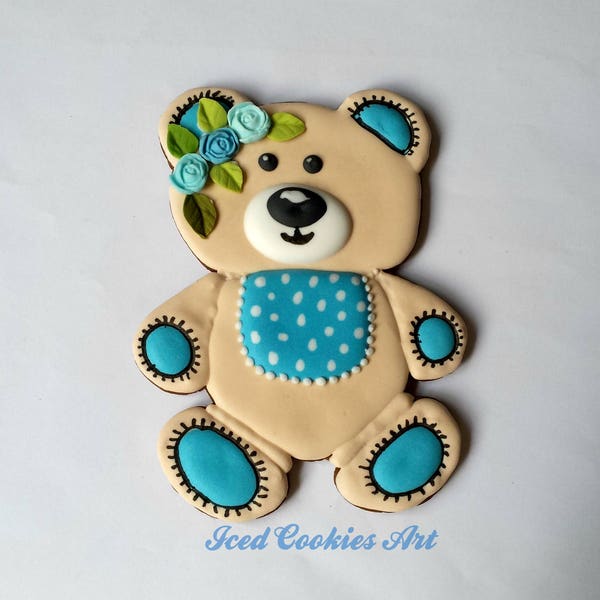 Teddy Bear Birthday Gift Homemade Gingerbread Cookies Decorated with Royal Icing Sugar Cookies Handmade Cookies Decorated Biscuits