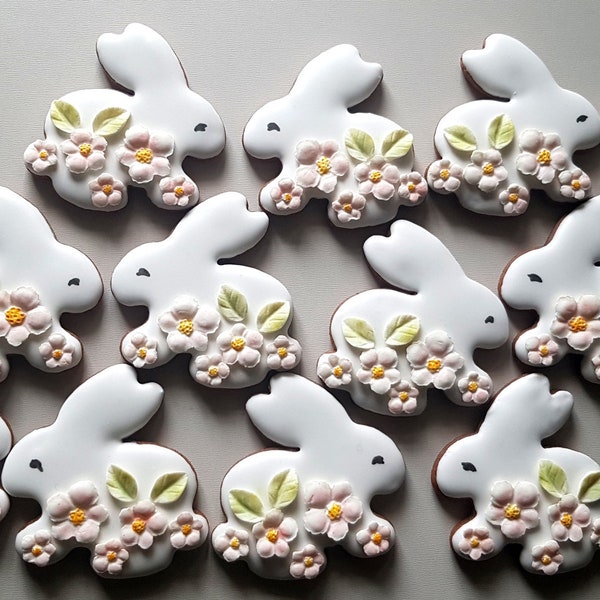 ¡Inspiración para regalar! 12 Conejitos Galletas de Jengibre Caseras Decoradas con Azúcar Glas Real Galletas Artesanales Galletas Decoradas