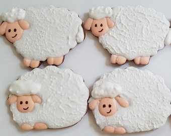 Sheep Cookies  Gift Box, Homemade Gingerbread Cookies Decorated with Royal Icing,  Cookies Gift Set