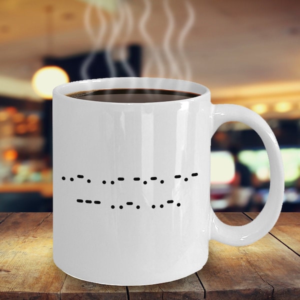 Morse code mug  | "fuck off" | swear word mug | cuss word mug | offensive gift idea | Ham Radio | Gift for Soldier | Gift for him | Dad