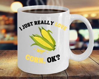 I love corn mug | cute corn mug for corn lovers | corn on the cob gift mug | cute corn gift idea | cool corn coffee mug | corn farmer mug