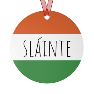Sláinte Irish Flag Christmas Ornament: Lightweight Aluminum Holiday Decor