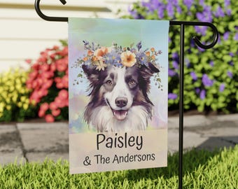 Personalized Border Collie Garden Flag, Border Collie Lover, Border Collie Mom Gift, Spring Flag, Dog Memorial, Patio Decor, Housewarming