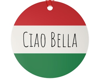 Ciao Bella Italian Flag Christmas Ornament: Lightweight Aluminum Holiday Decor