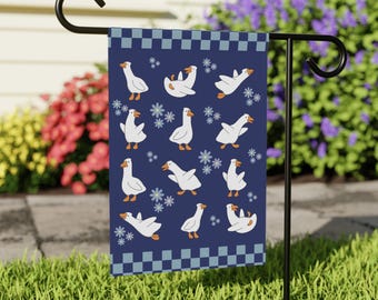Cottagecore Geese Garden Flag: Spring Summer Yard Banner