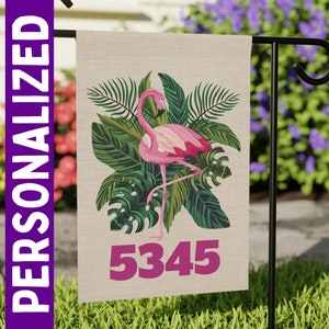 Personalized Flamingo Welcome Garden Flag | Tropical Yard Decor | Spring Garden Flag | Summer | Porch Decor | Entry Flag | Yard Decor
