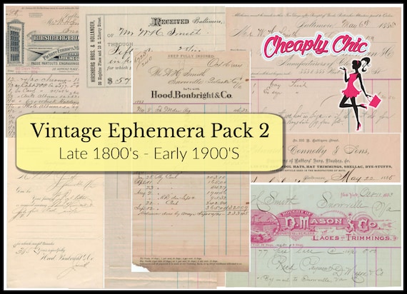Printable Vintage Ephemera - Pack 2 - Reciepts