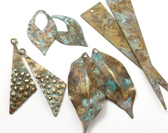 8-częściowy zestaw startowy DIY Biżuteria metalowe zawieszki Surowe mosiężne półfabrykaty Postarzana patyna vintage do biżuterii Ręcznie robione elementy Boho Wyprzedaż świąteczna 316