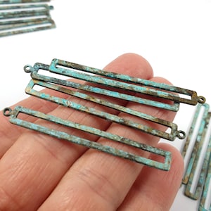 8ps Brass patina strip Long bar earring charms 1 hole Unique charm for Jewelry handmade suppliers Necklace primitive component 816